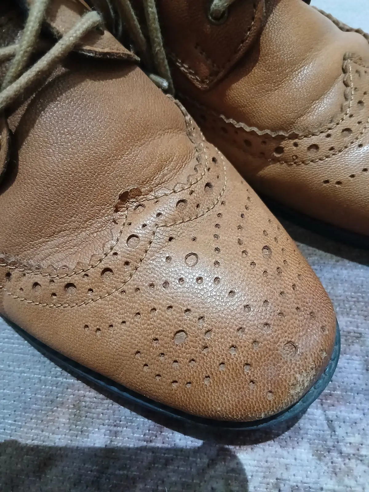 Woolworths Tan Leather Brogue Lace-Up Boots