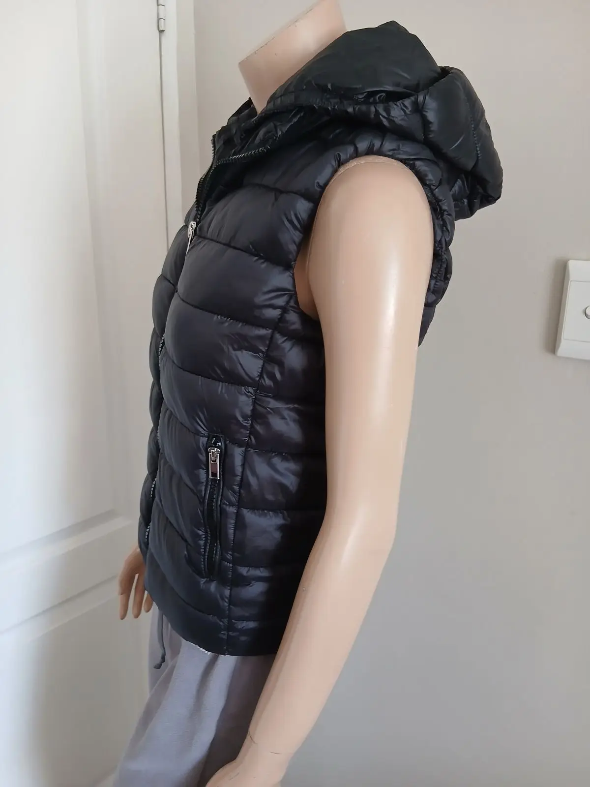 Mango Black Hooded Puffer Gilet