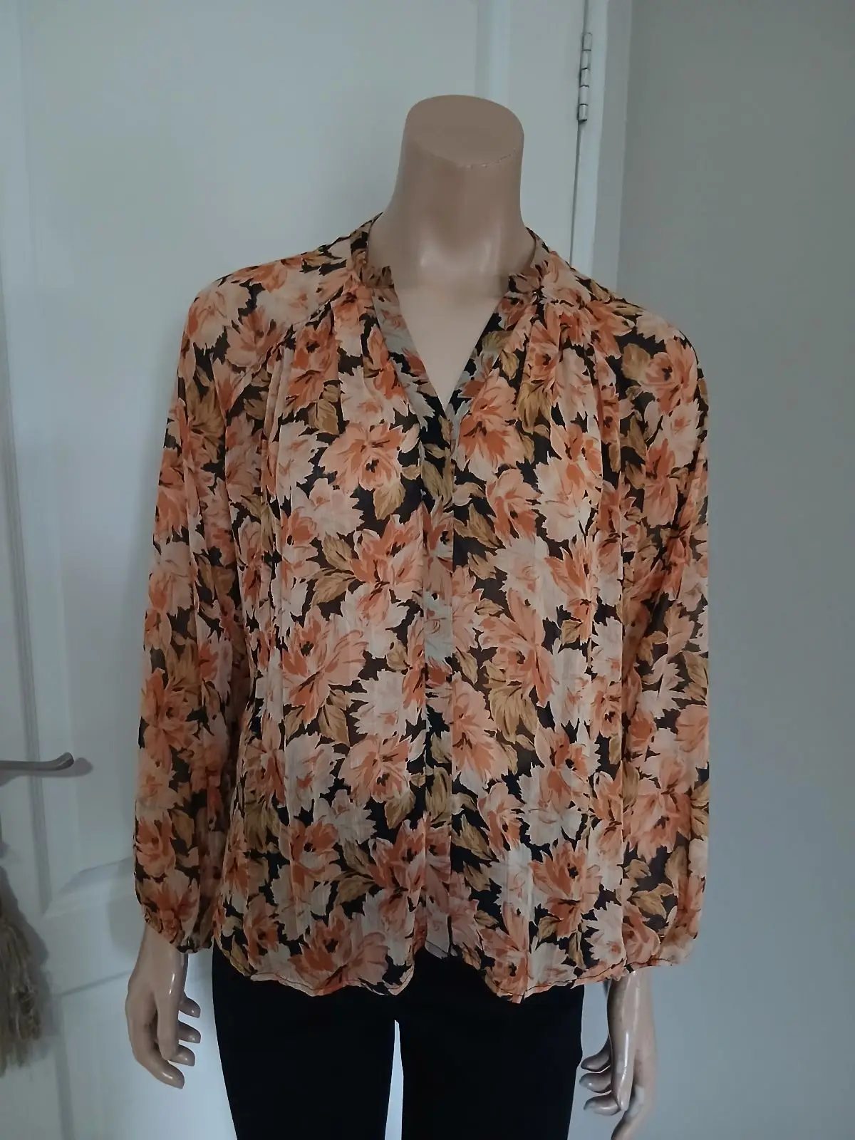 Mango Mango Floral Print Long Sleeve Blouse