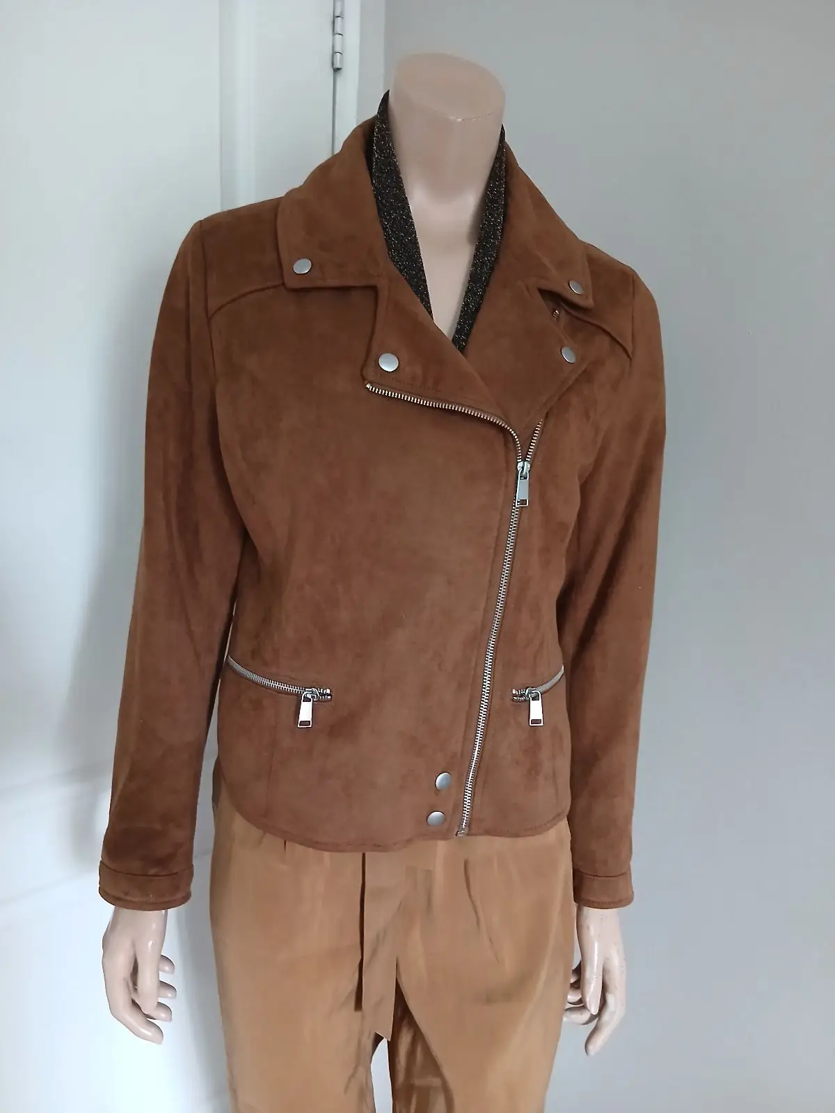 Cotton On Cotton On Brown Faux Suede Biker Jacket
