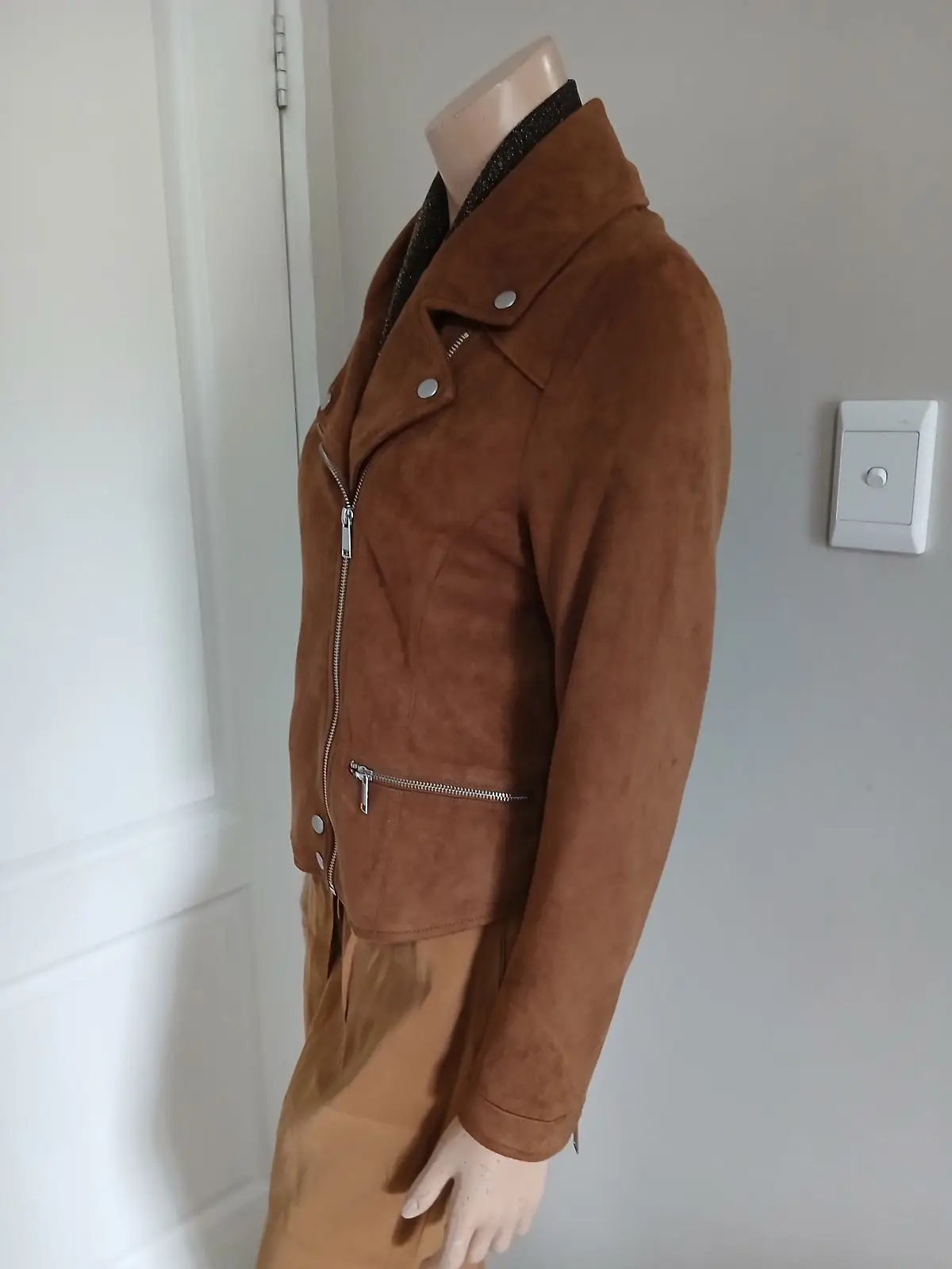 Cotton On Brown Faux Suede Biker Jacket