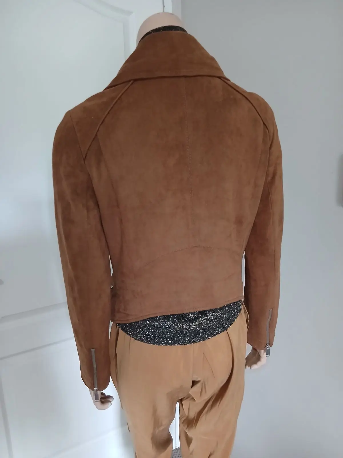 Cotton On Brown Faux Suede Biker Jacket