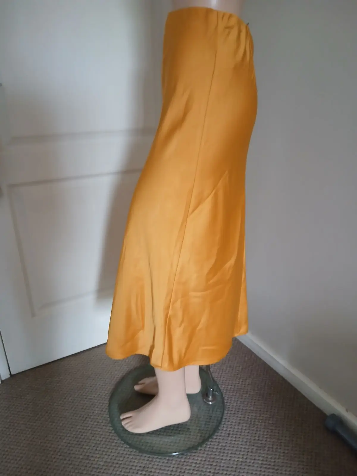 Forever 21 Mustard Yellow Satin Midi Skirt