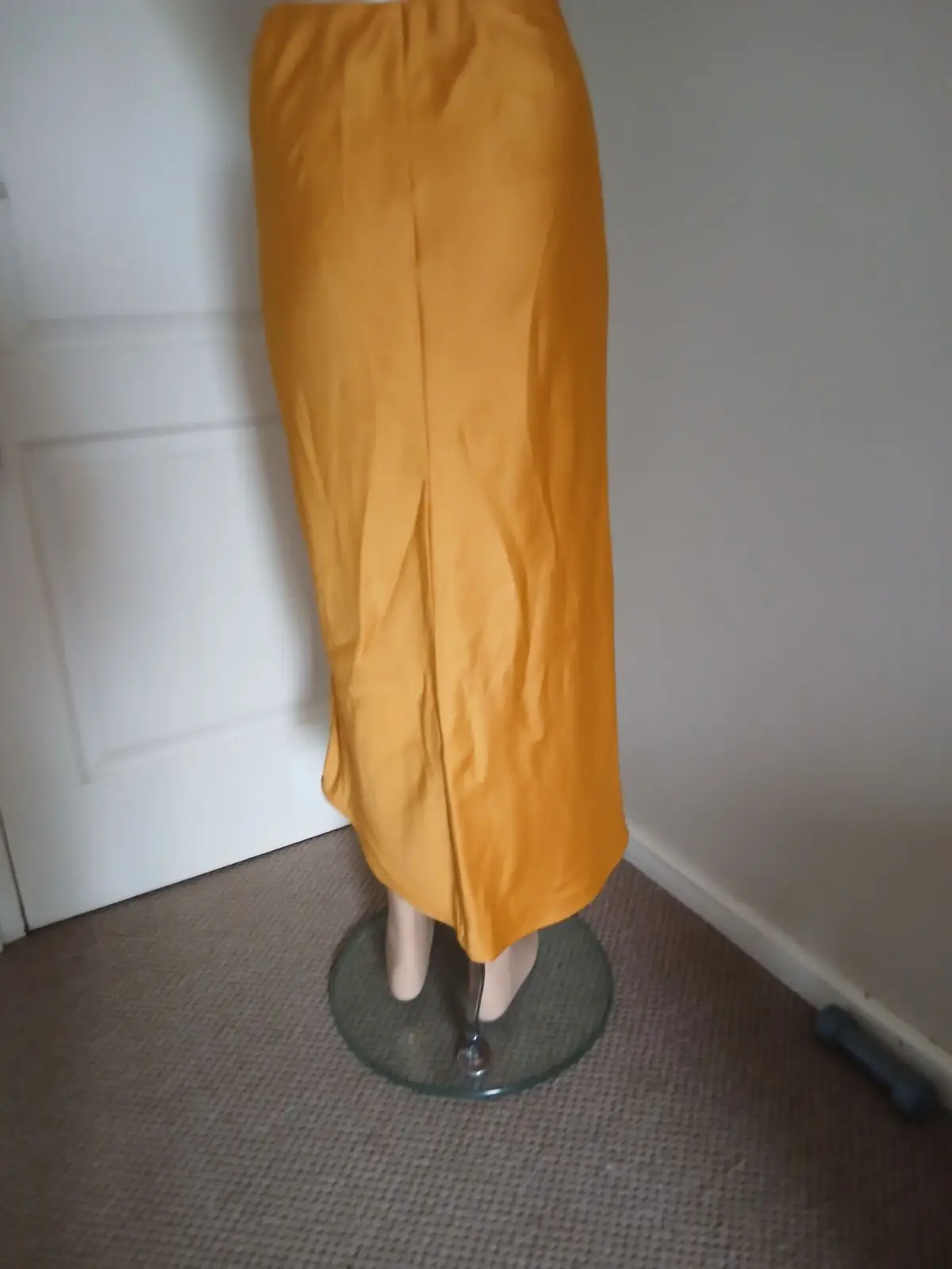 Forever 21 Mustard Yellow Satin Midi Skirt