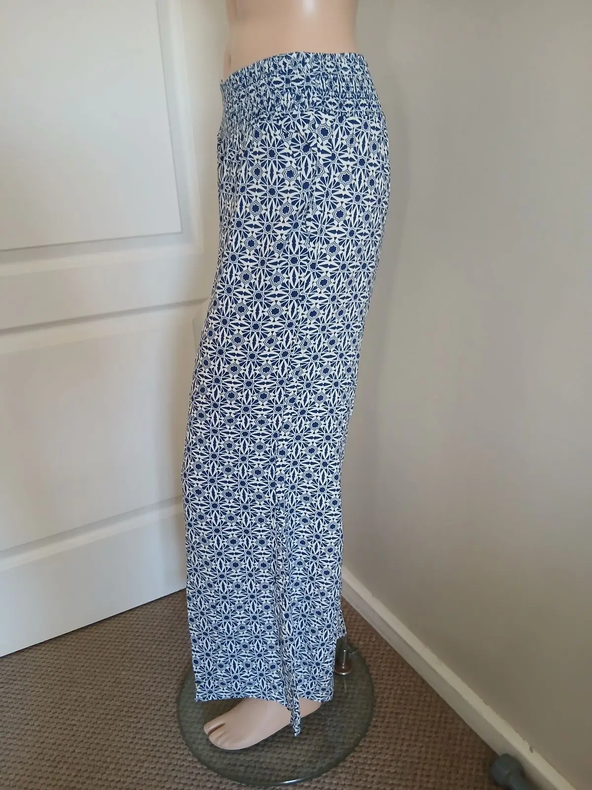 Foschini Blue and White Patterned Wide-Leg Pants