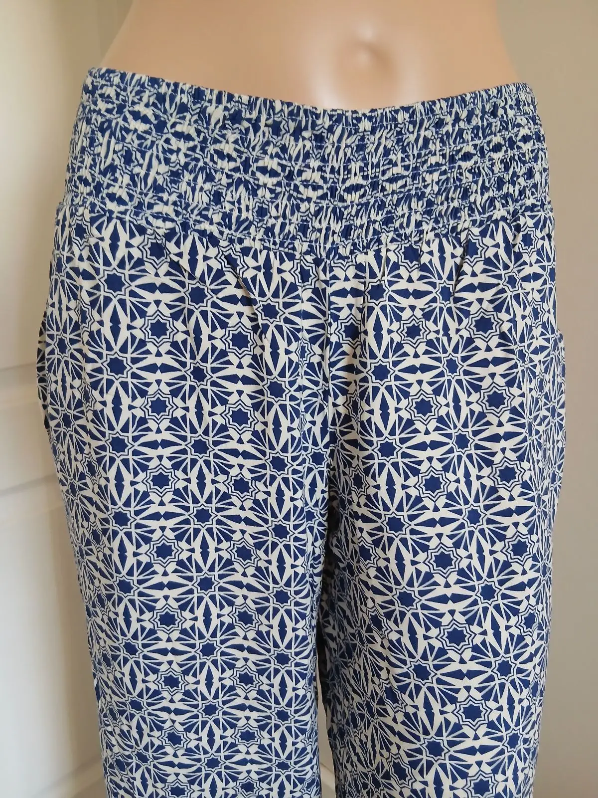 Foschini Blue and White Patterned Wide-Leg Pants