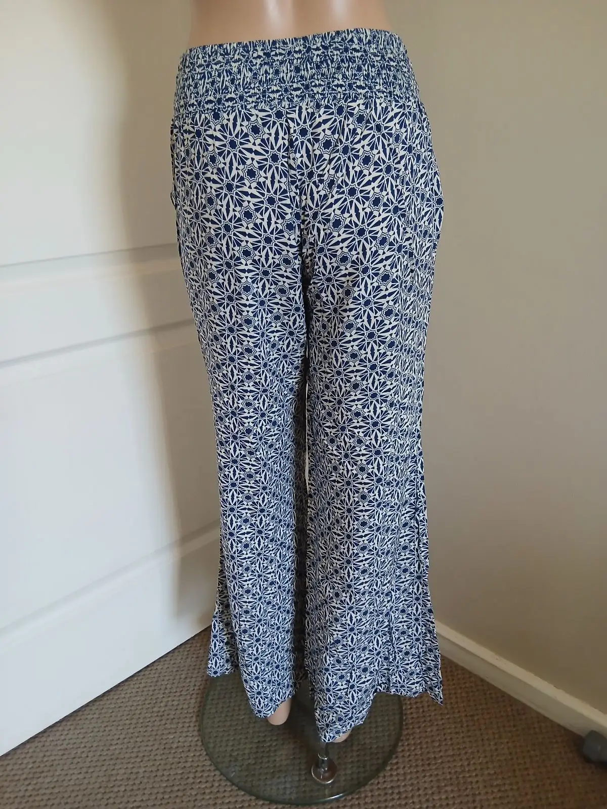 Foschini Blue and White Patterned Wide-Leg Pants