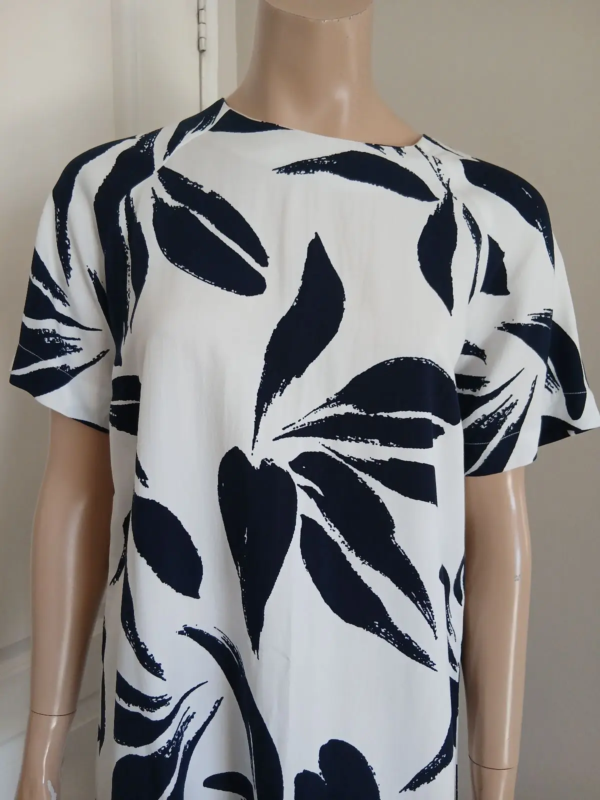 Poetry Navy Leaf Print Shift Dress