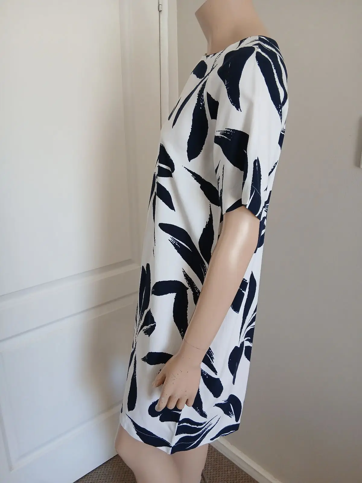 Poetry Navy Leaf Print Shift Dress