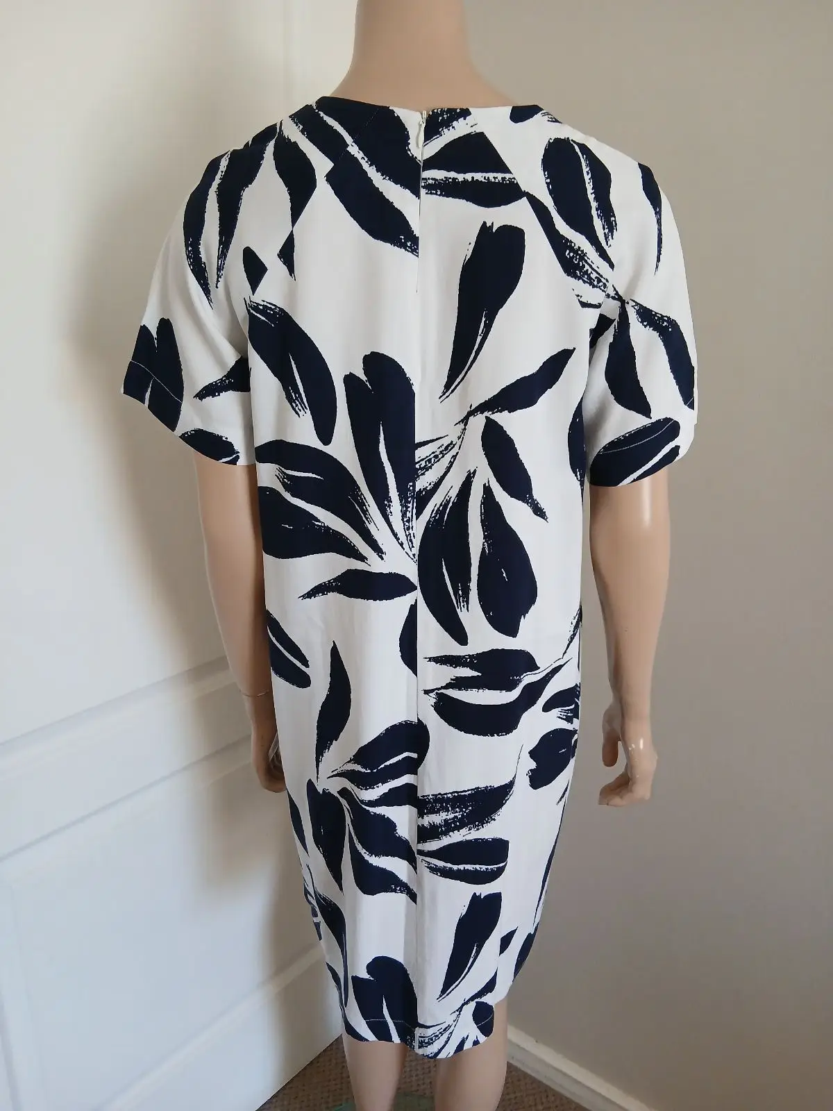 Poetry Navy Leaf Print Shift Dress
