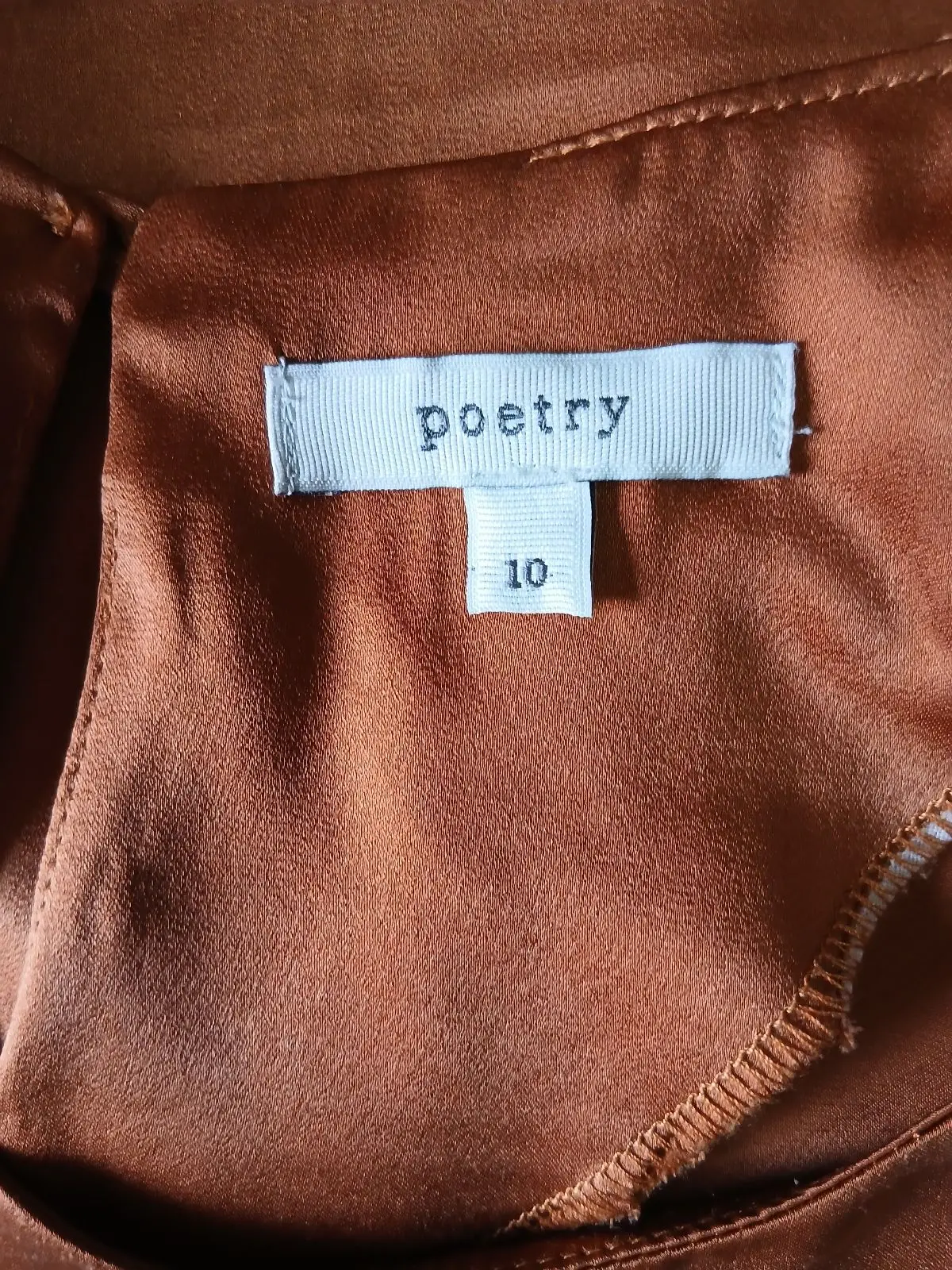 Poetry Bronze Satin Puff Sleeve Blouse