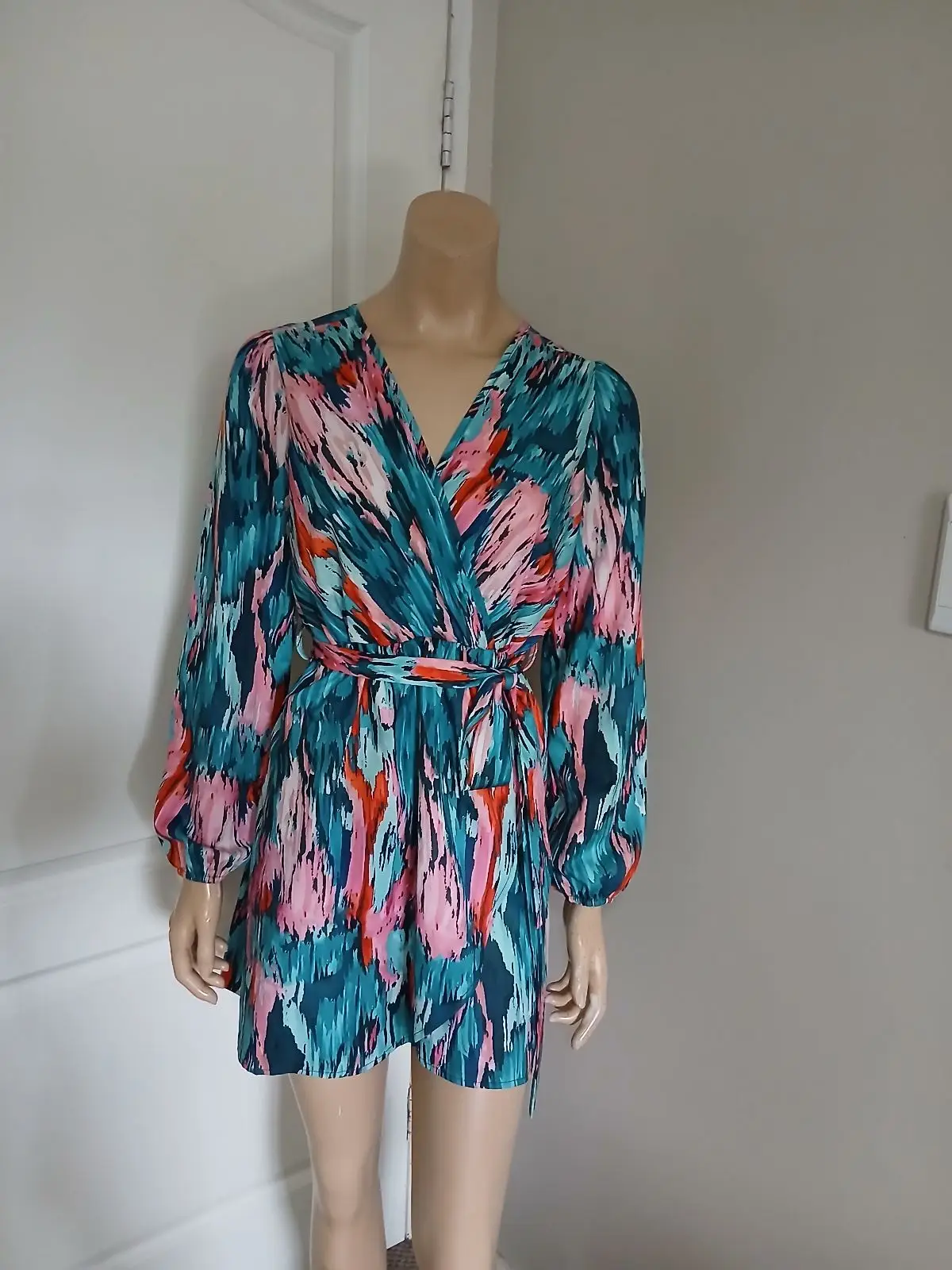 Shein Shein Multicolor Abstract Print Wrap Dress