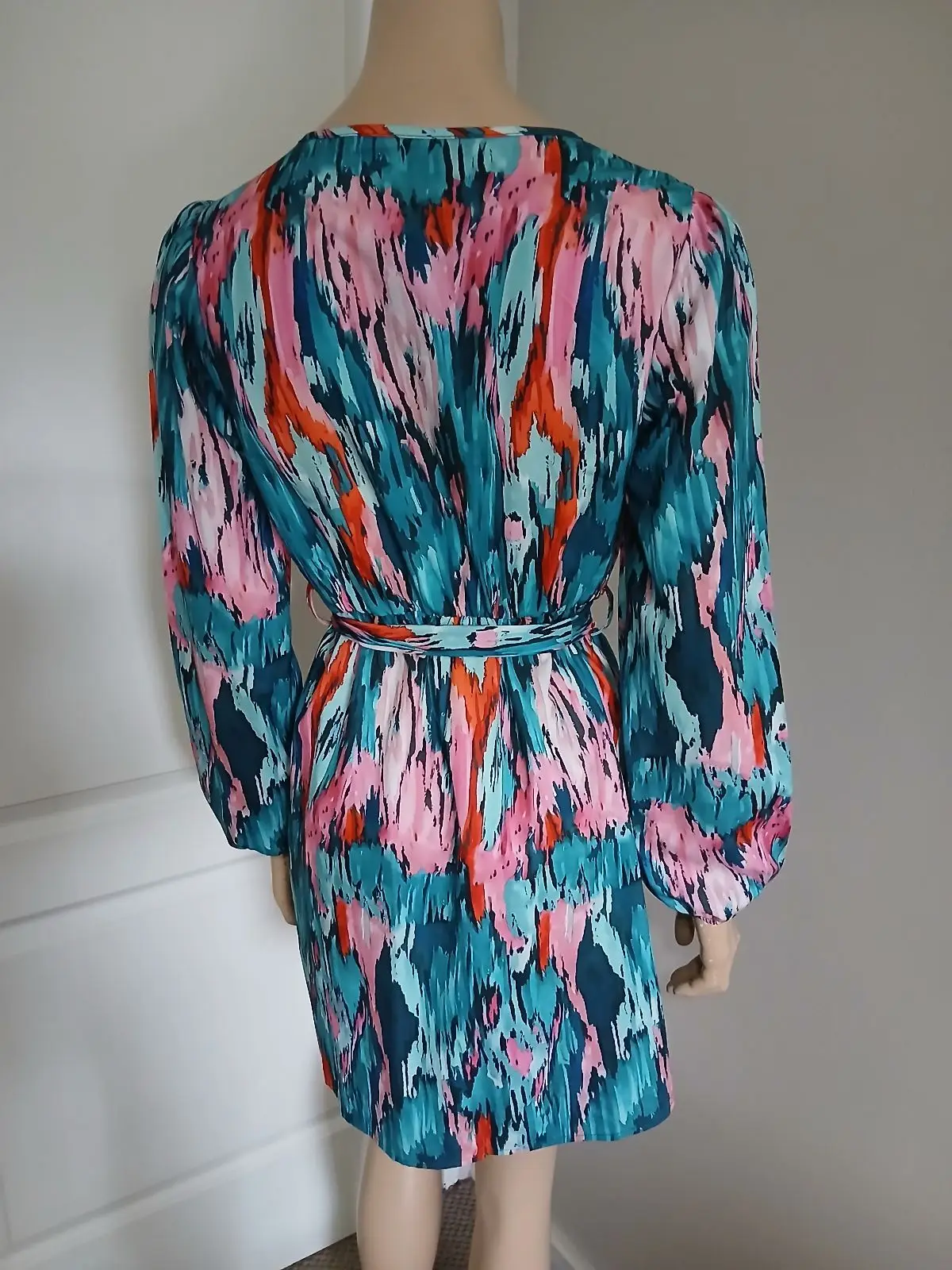 Shein Multicolor Abstract Print Wrap Dress