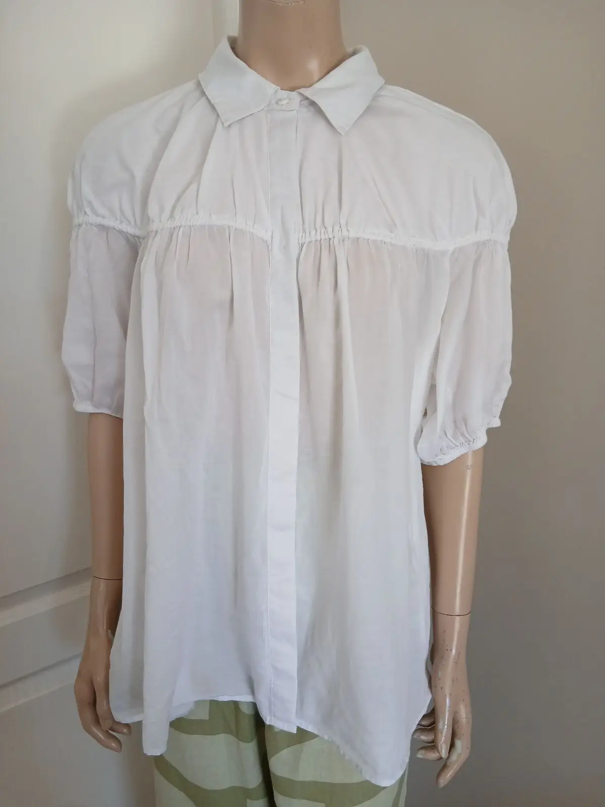 Country Road White Gathered Short Sleeve Blouse
