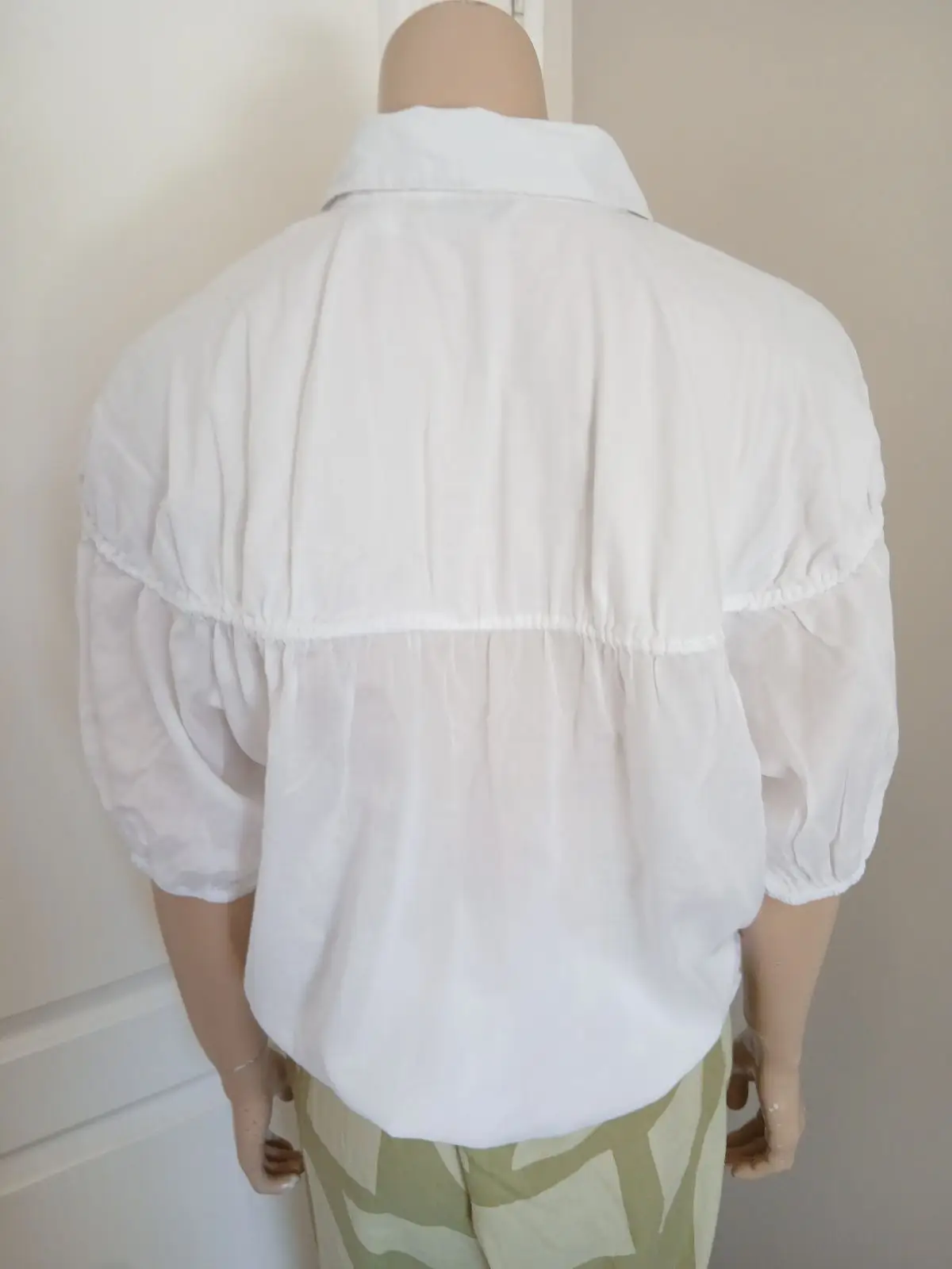 Country Road White Gathered Short Sleeve Blouse