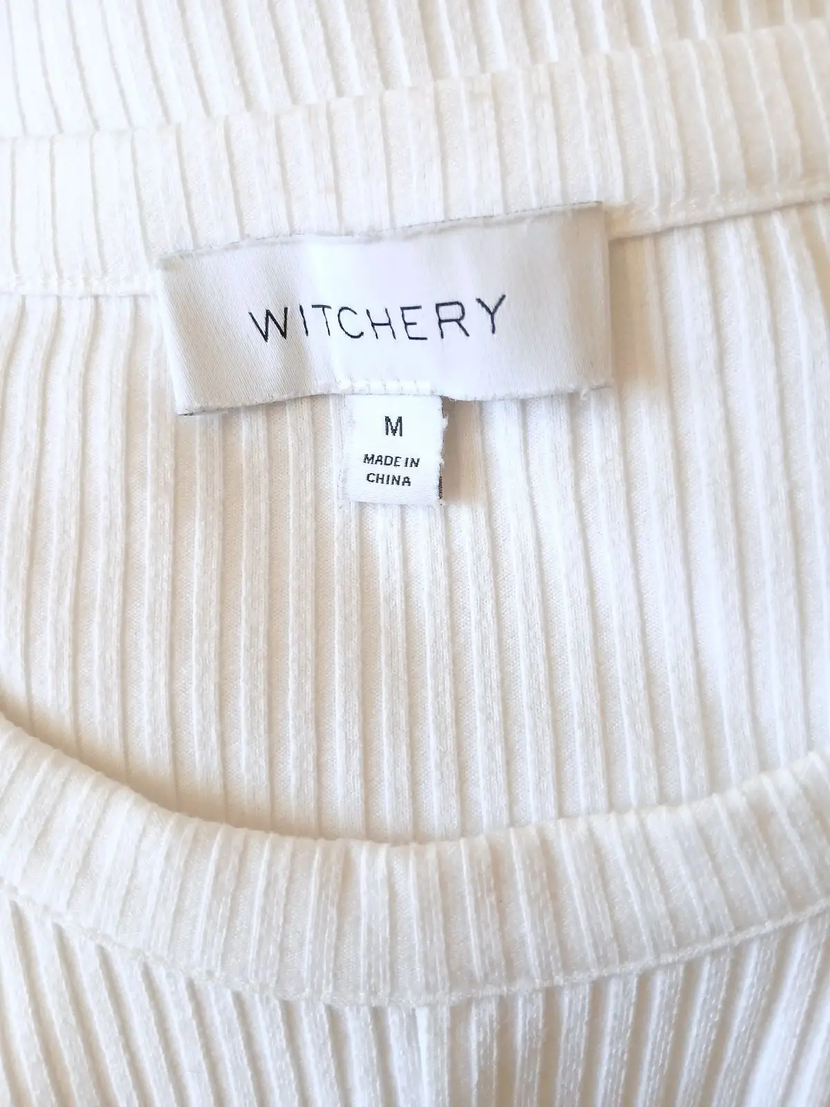 Witchery White Ribbed Wrap Front Top