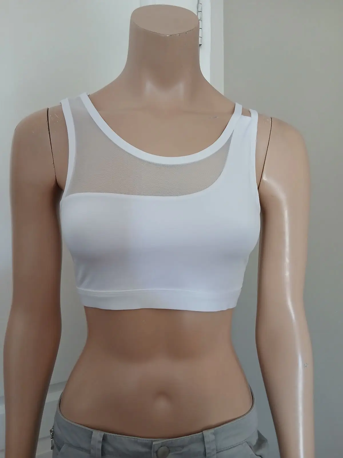 Cotton On Cotton On White Mesh Panel Sports Bra