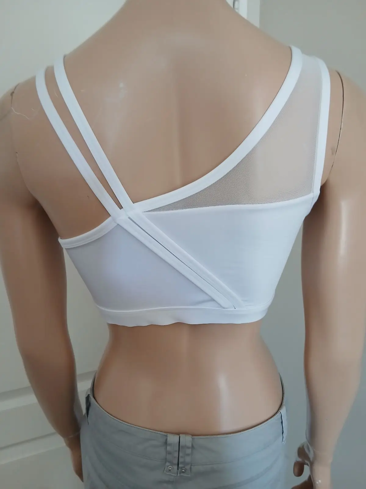 Cotton On White Mesh Panel Sports Bra