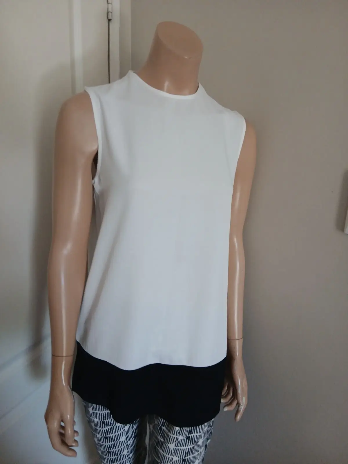 Mango Mango Sleeveless High Neck White Top