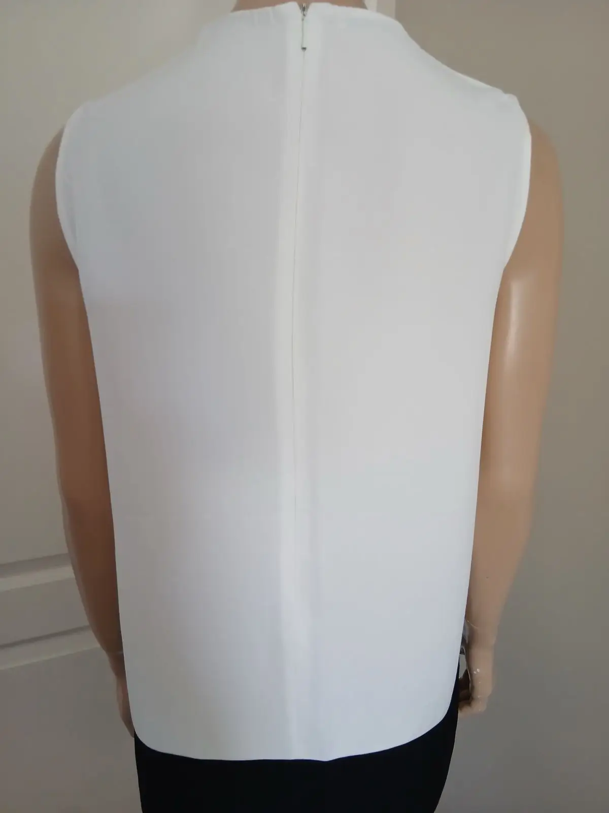 Mango Sleeveless High Neck White Top
