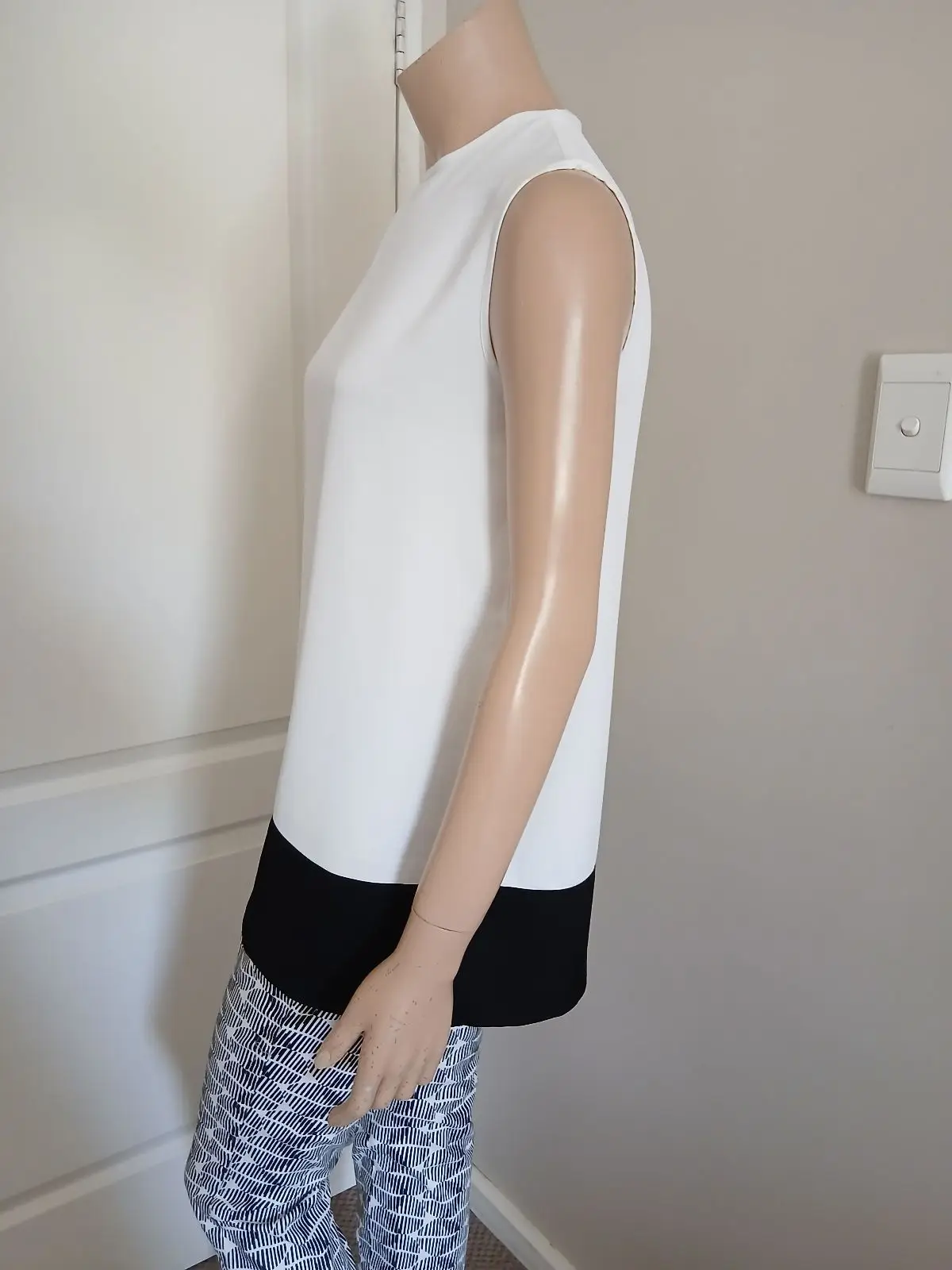 Mango Sleeveless High Neck White Top