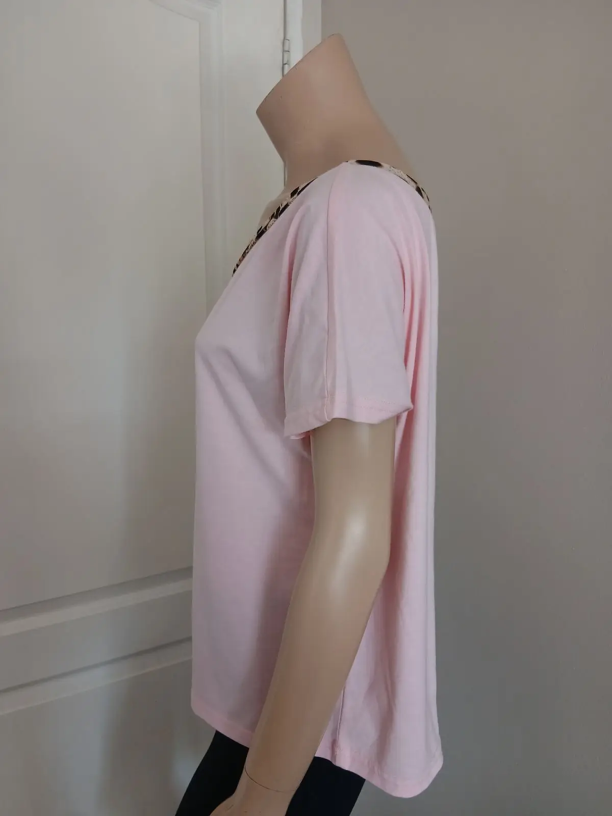 Shein Pink Off-The-Shoulder Top with Leopard Trim