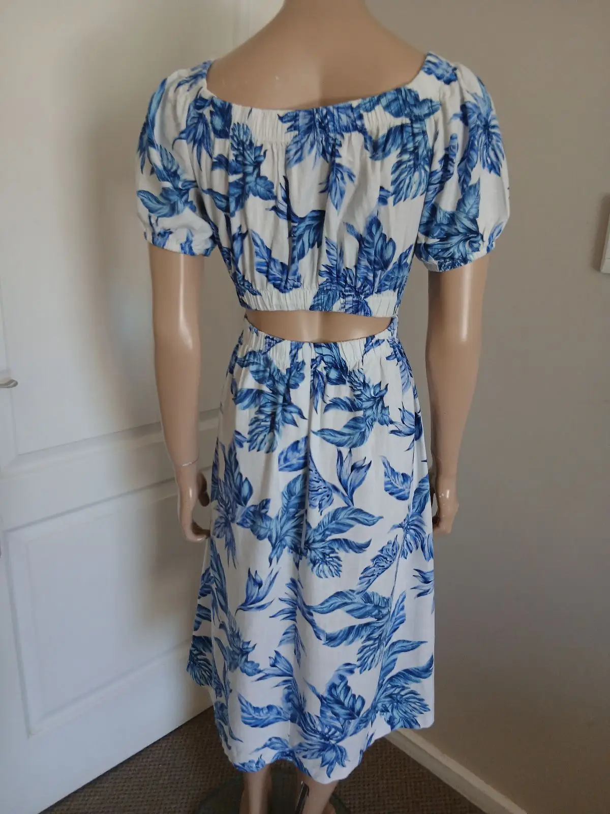 Foschini Blue Tropical Leaf Print Midi Dress