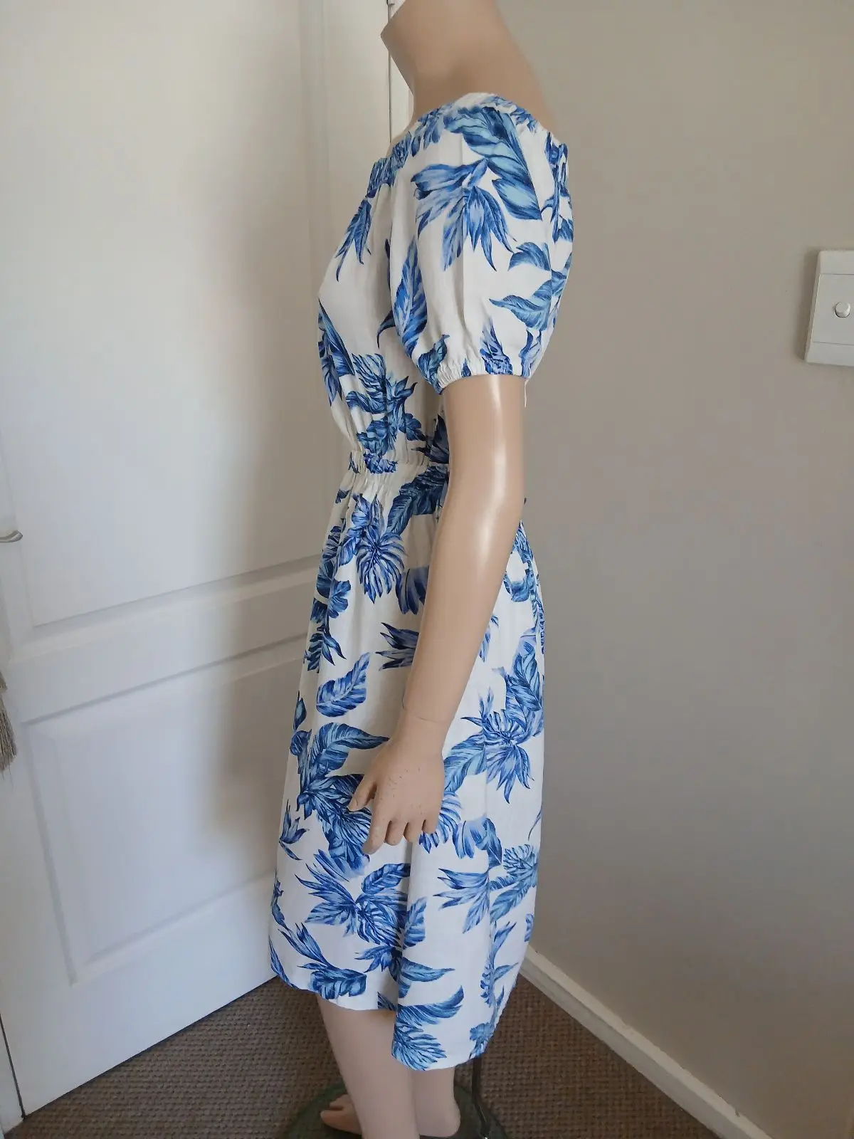 Foschini Blue Tropical Leaf Print Midi Dress