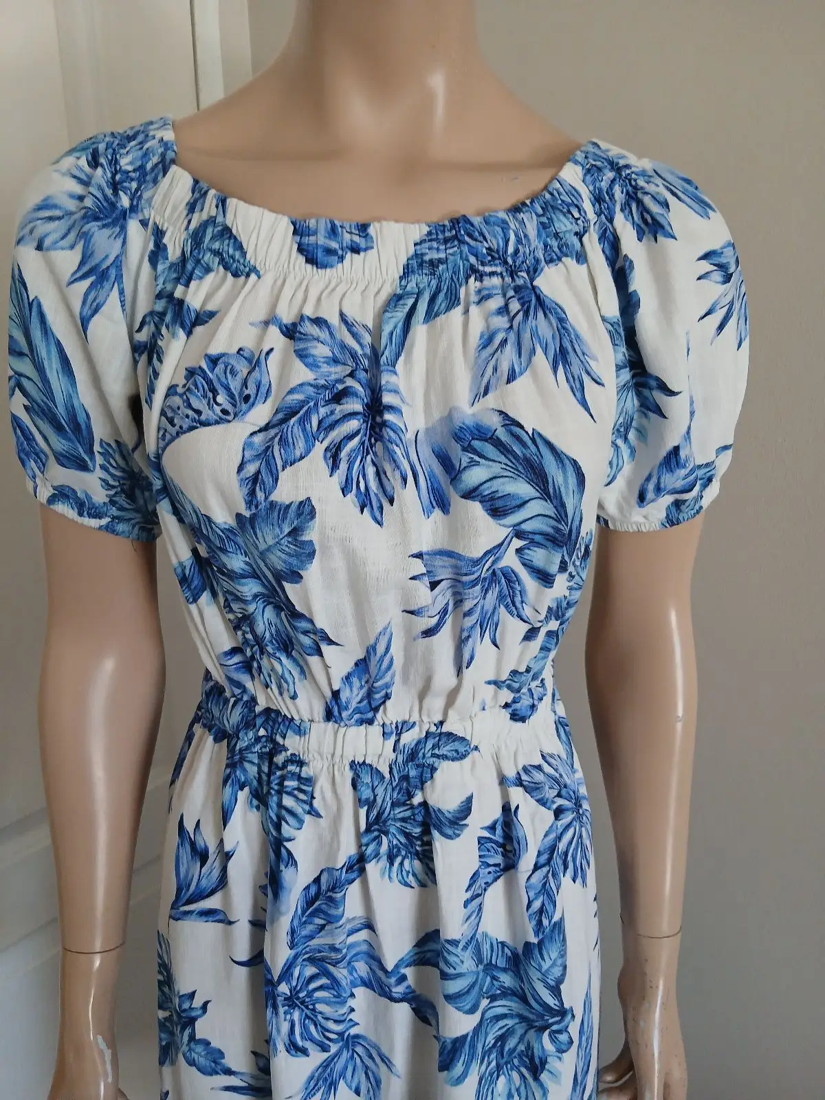 Foschini Blue Tropical Leaf Print Midi Dress
