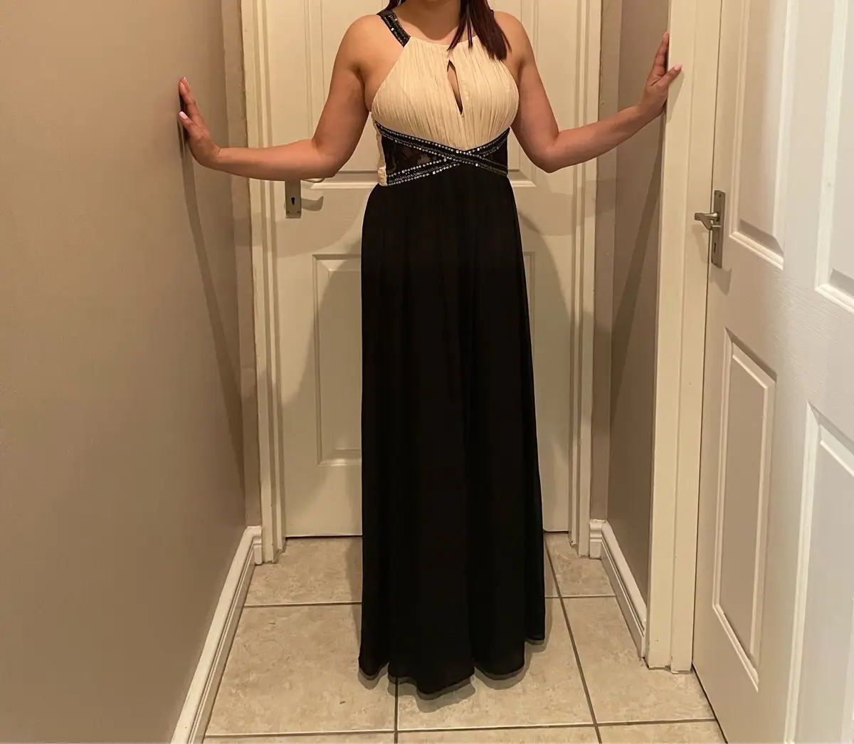 Generic Two-Tone Halter Neck Formal Maxi Dress