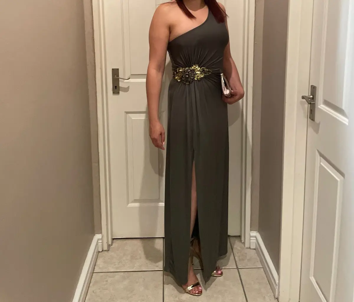 YDE YDE One-Shoulder Embellished Maxi Dress