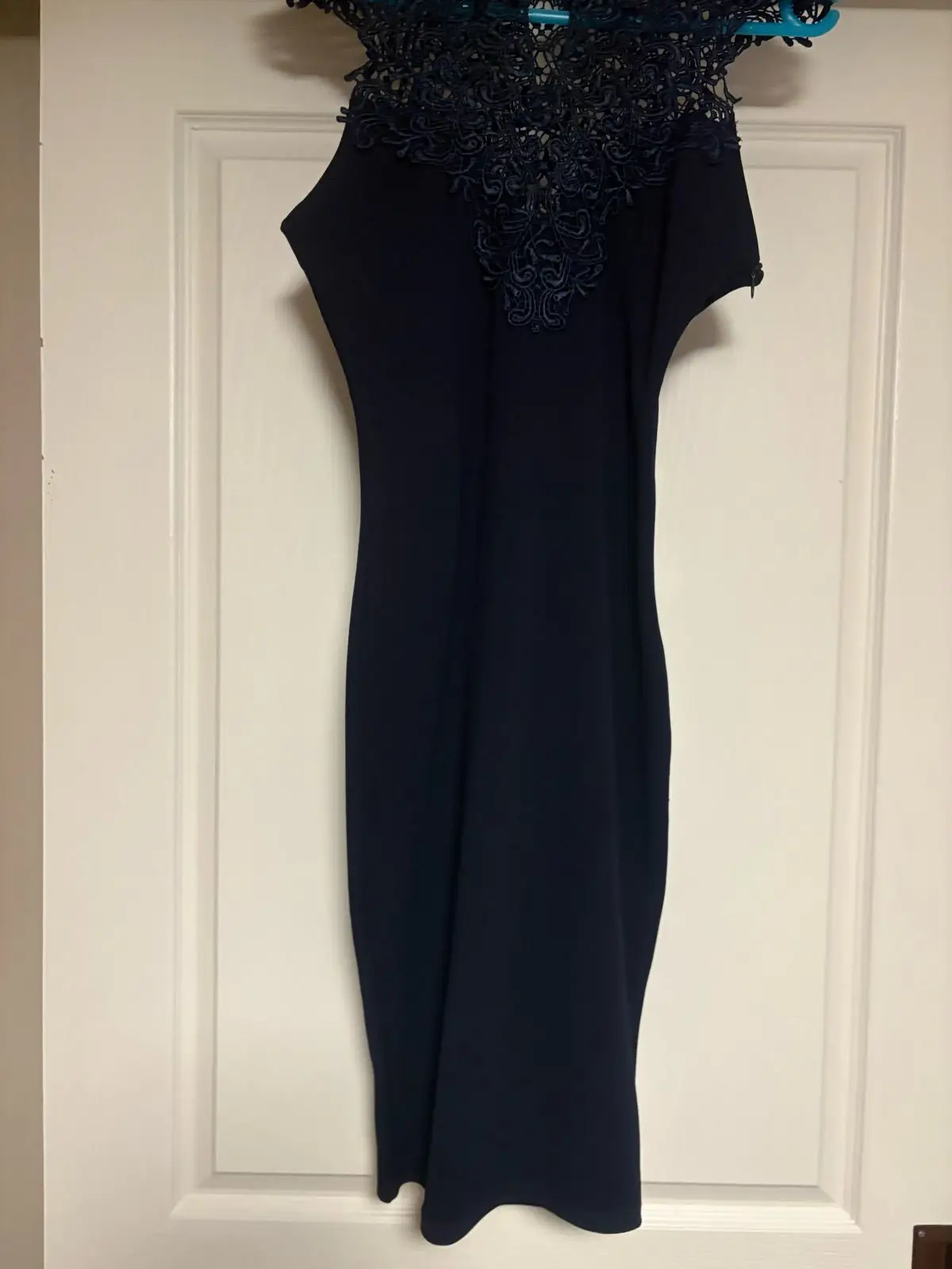 YDE Navy Blue Lace Neckline Dress