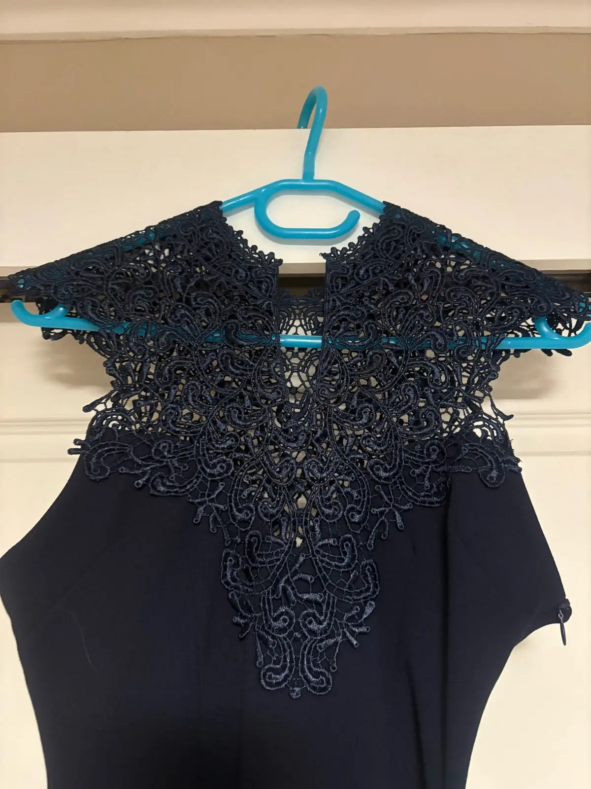 YDE Navy Blue Lace Neckline Dress