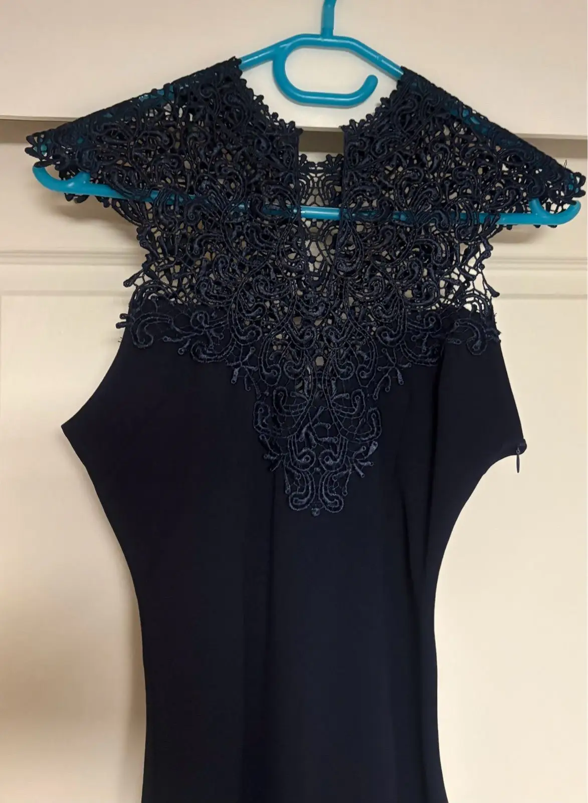 YDE Navy Blue Lace Neckline Dress