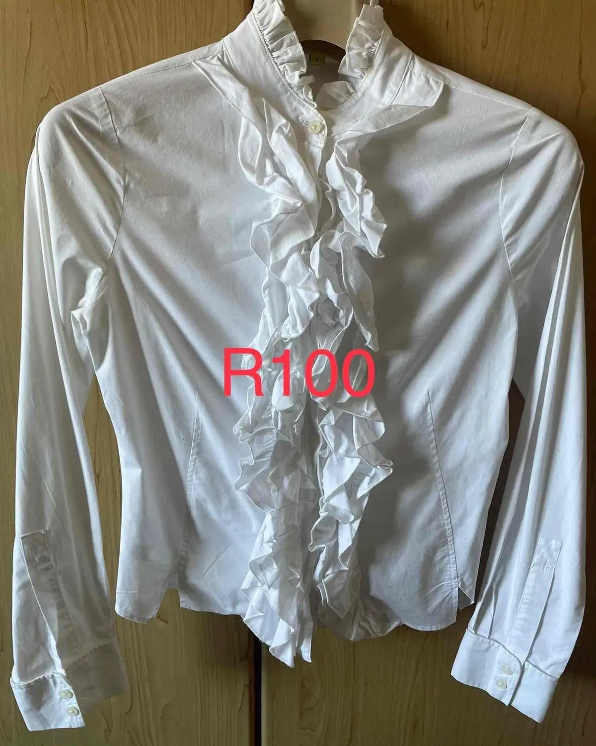 Woolworths Woolworths White Ruffle Front Long Sleeve Blouse
