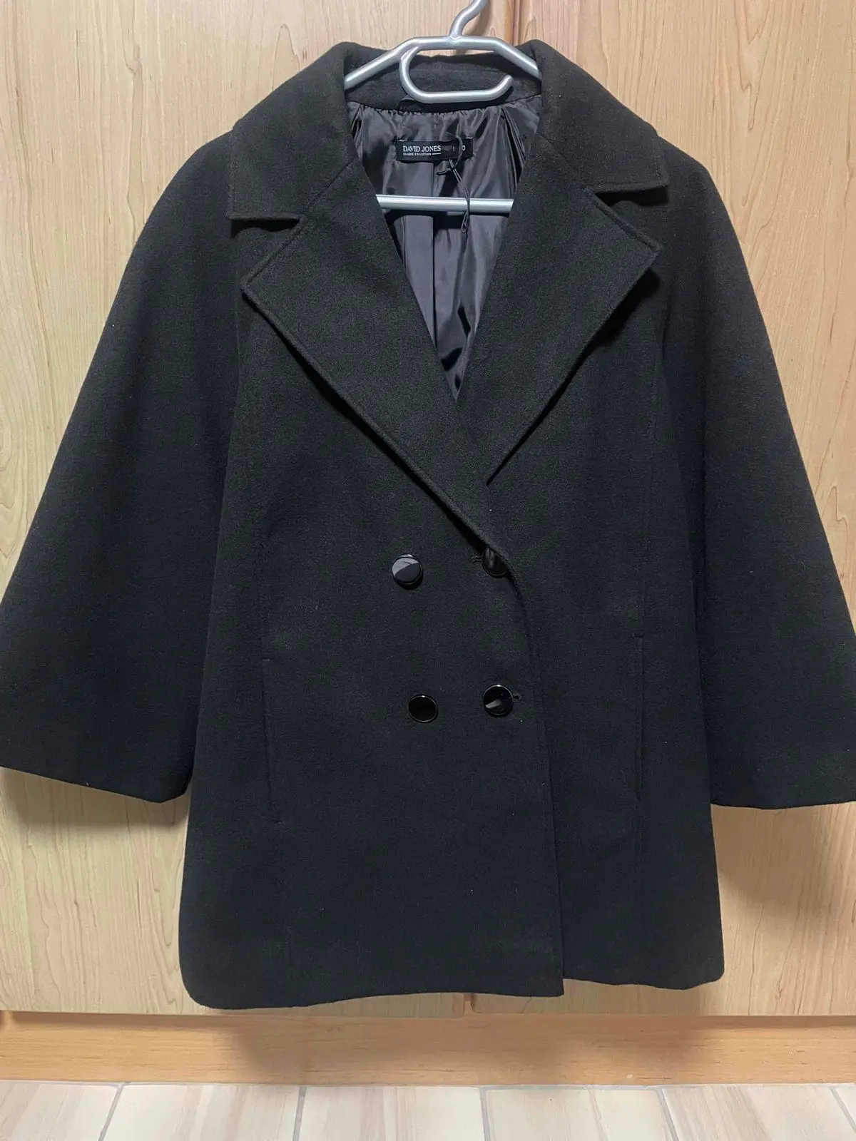 Woolworths David Jones Black Double-Breasted Coat