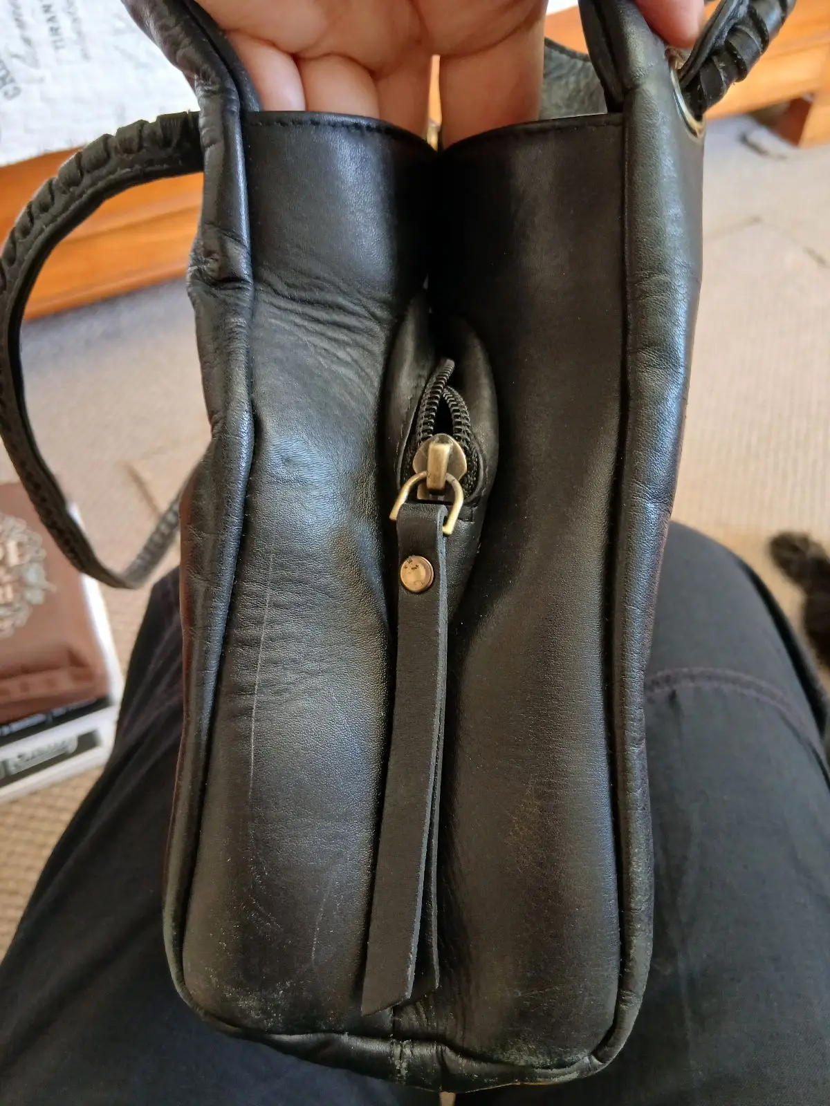 Gigi Black Leather Shoulder Bag