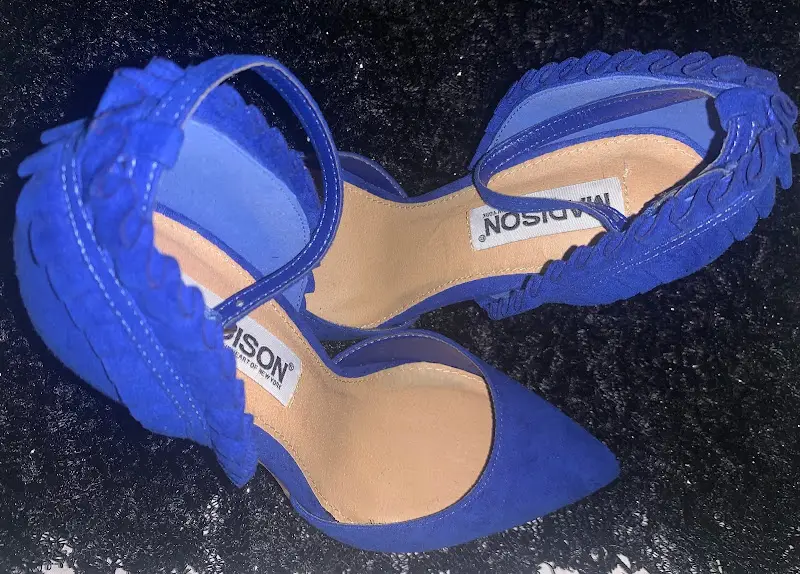 Madison Madison Royal Blue Ruffle Ankle Strap Heels