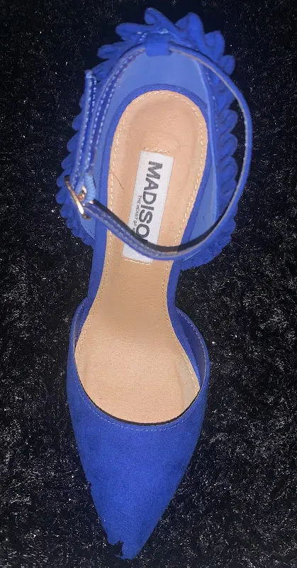 Madison Royal Blue Ruffle Ankle Strap Heels