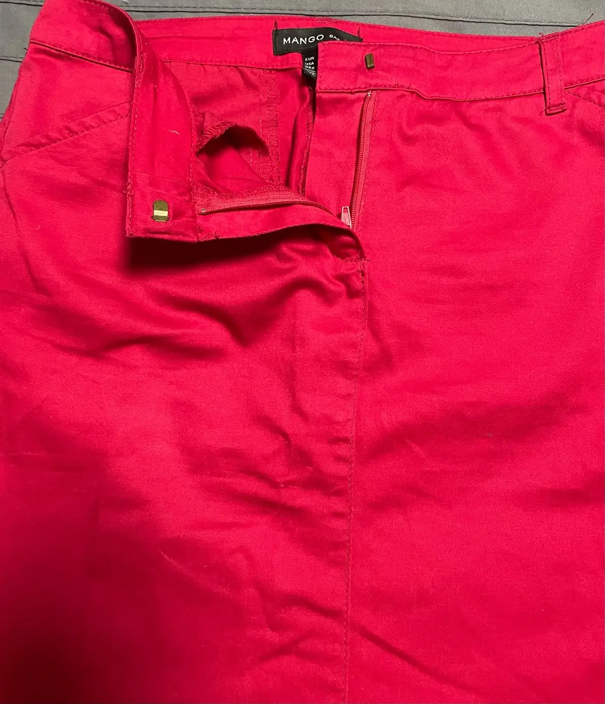 Mango Red Knee-Length Pencil Skirt
