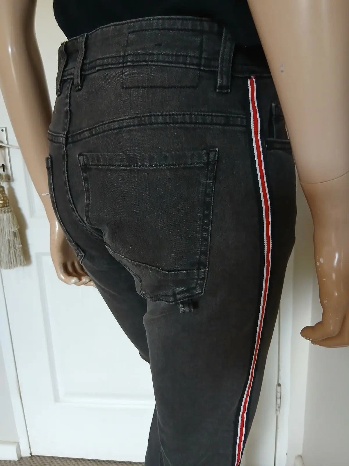 Cotton On Dark Grey Skinny Jeans with Side Stripe