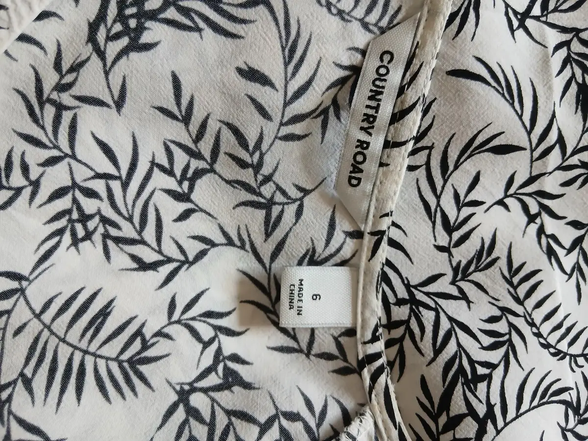 Country Road Patterned V-Neck Blouse