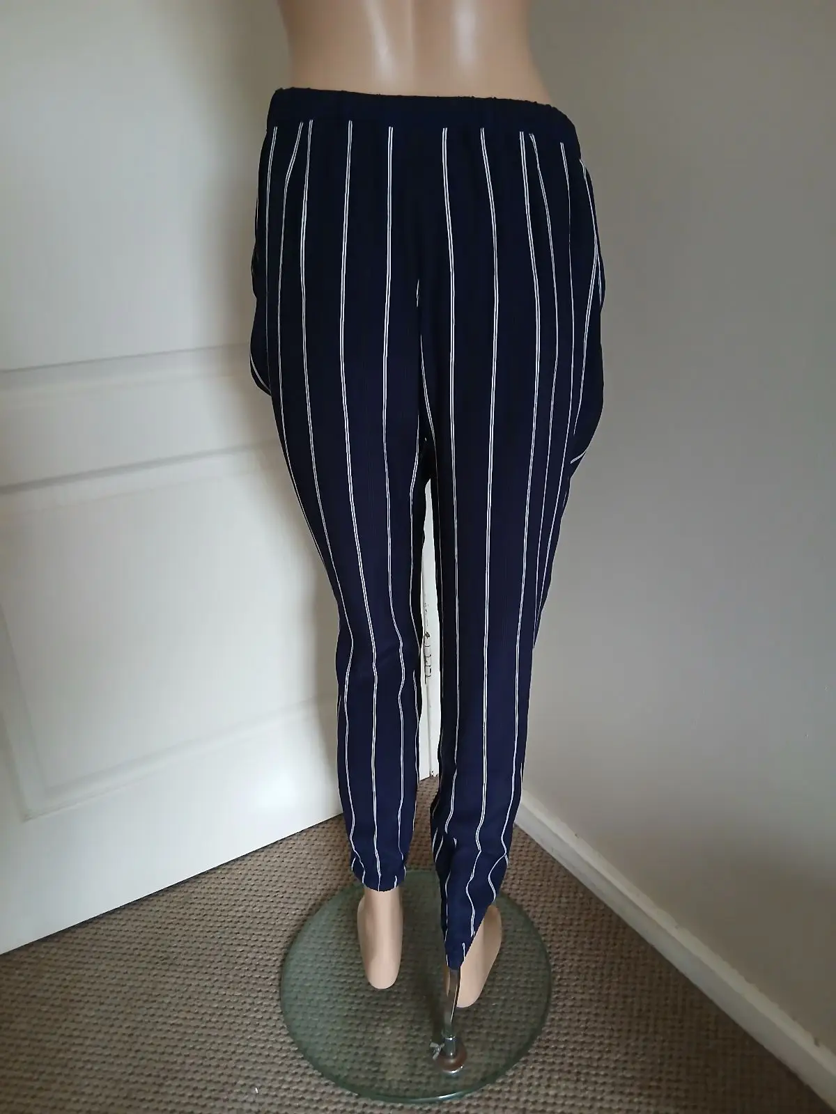 Country Road Navy and White Striped Trousers