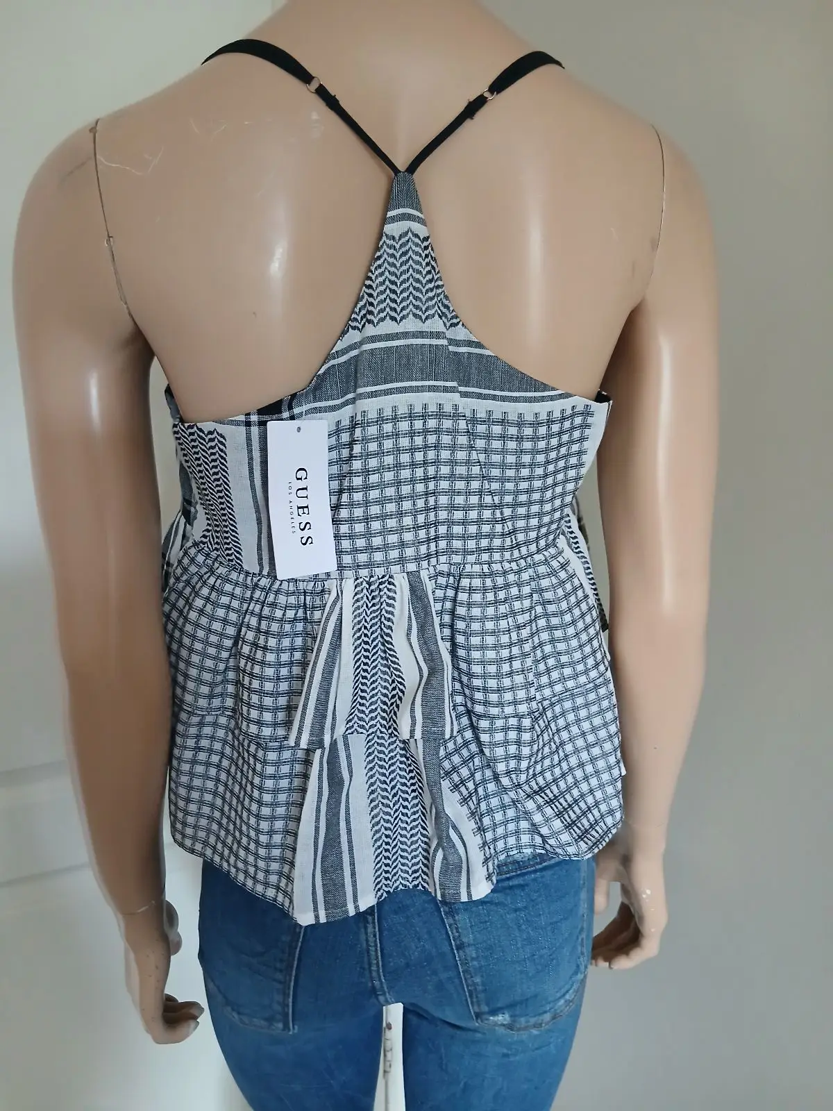 Guess Patterned Sleeveless Peplum Top