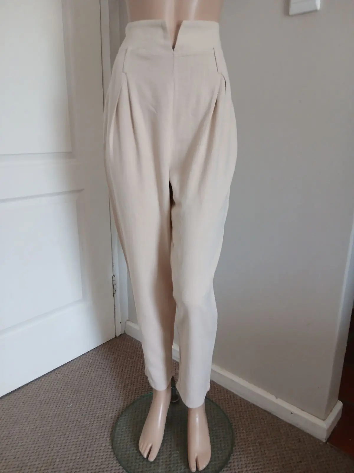Shein Shein Beige High-Waisted Pleated Trousers