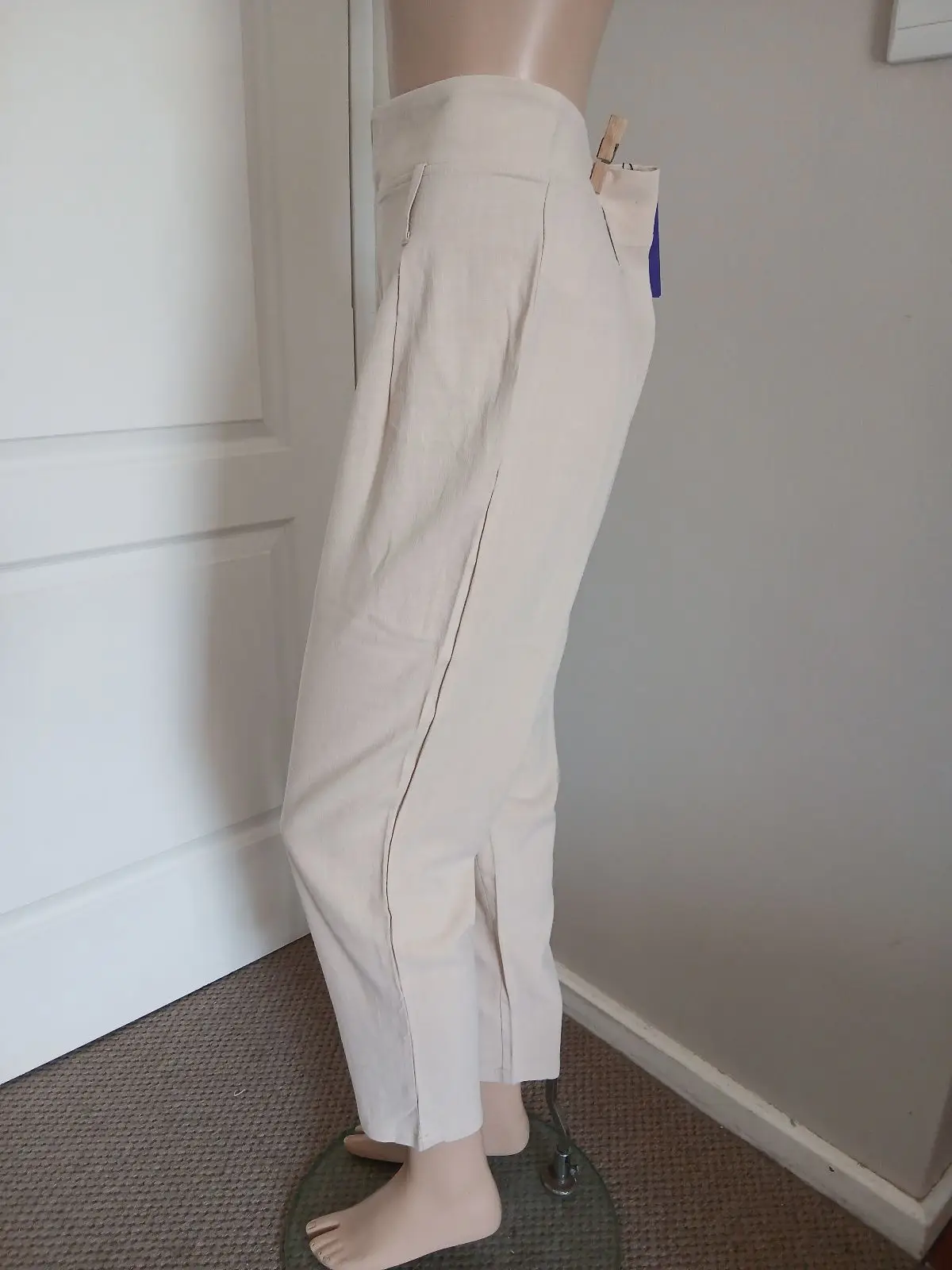Shein Beige High-Waisted Pleated Trousers