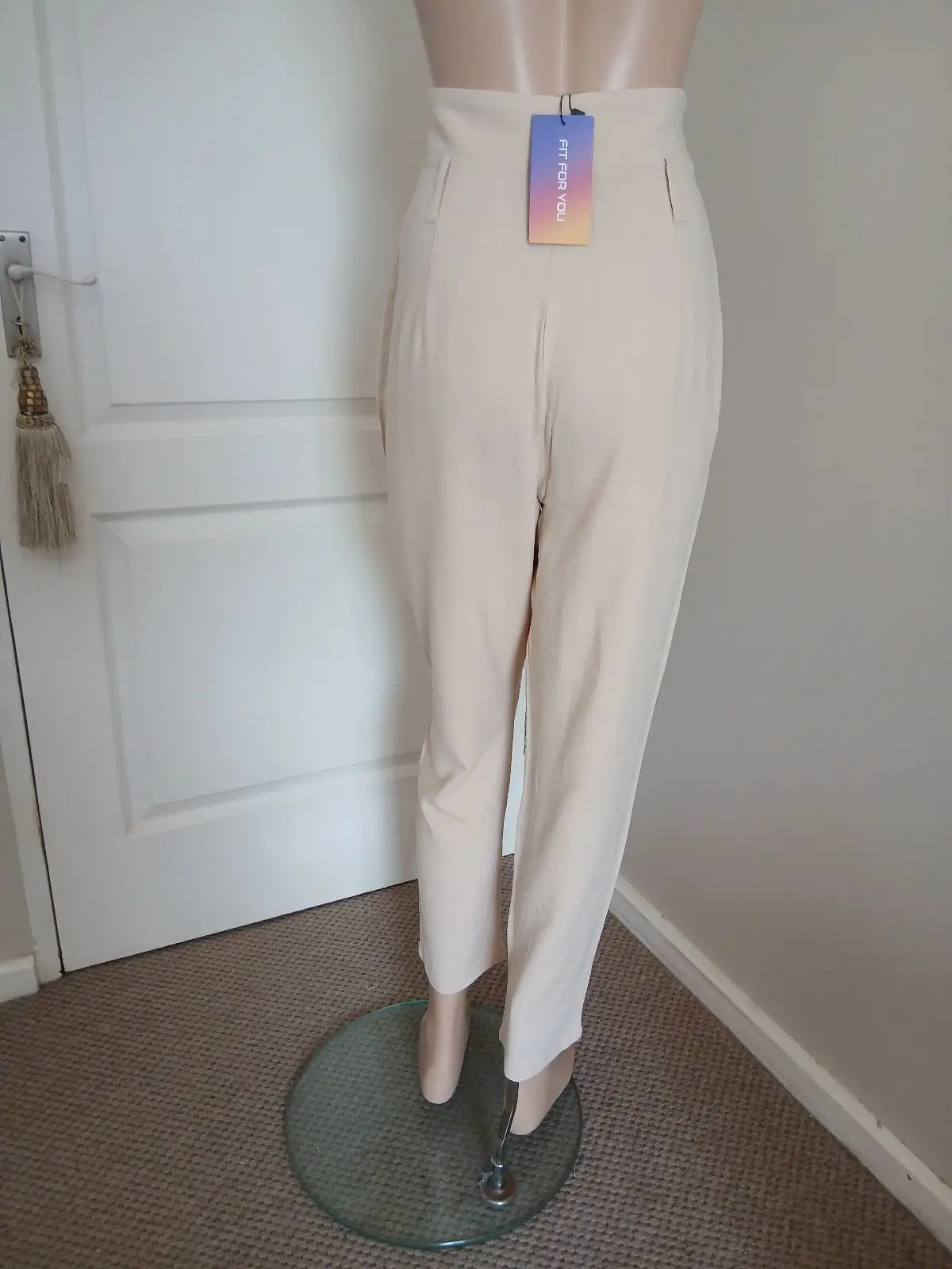 Shein Beige High-Waisted Pleated Trousers