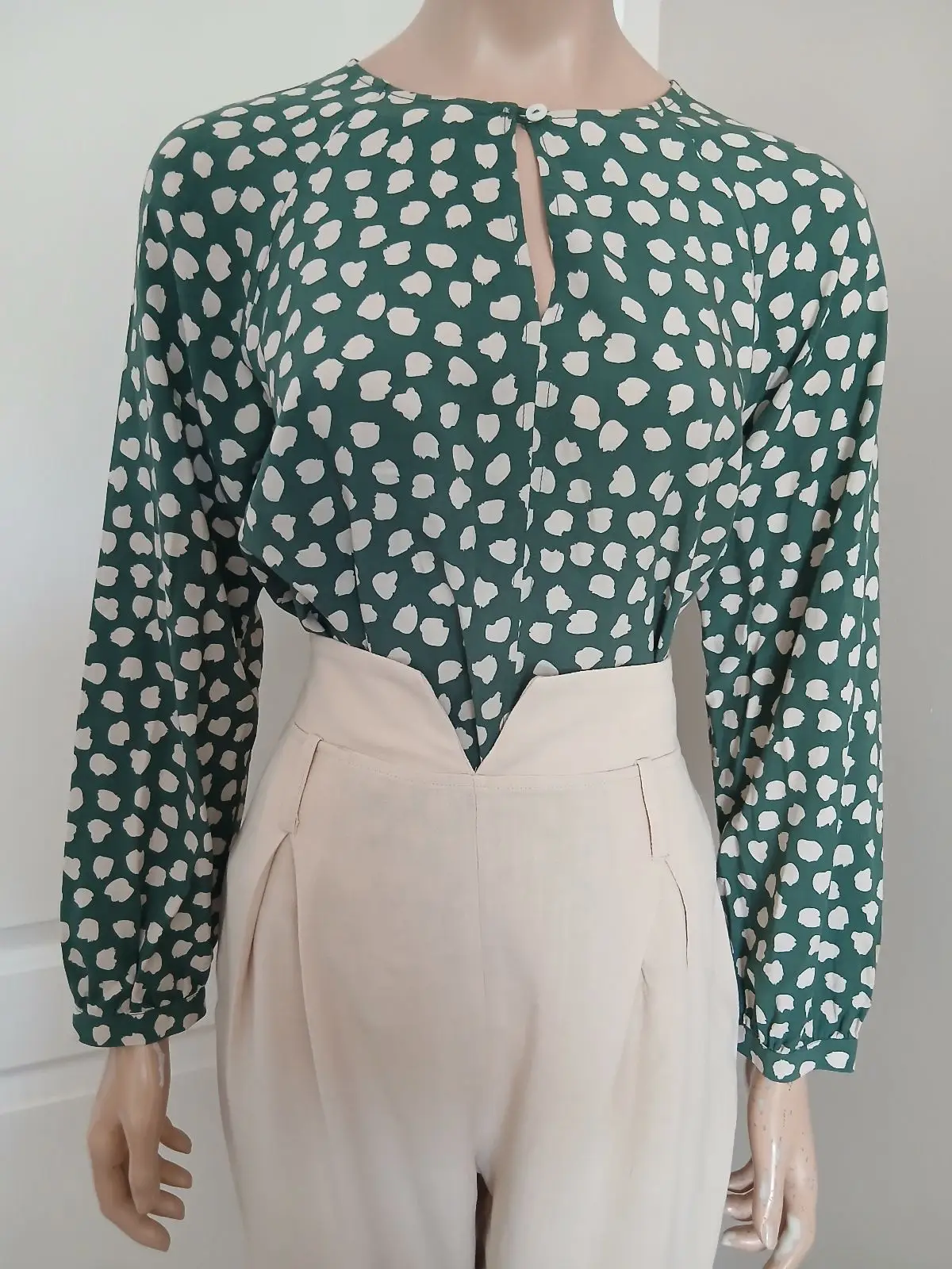 Poetry Poetry Green Patterned Long Sleeve Blouse