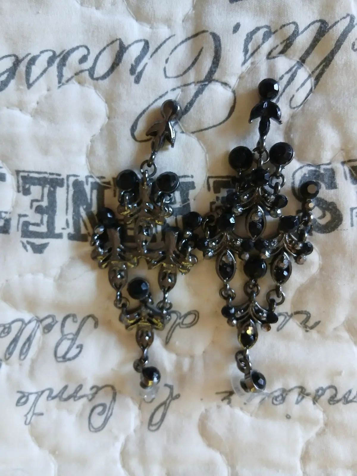 Black Chandelier Drop Earrings