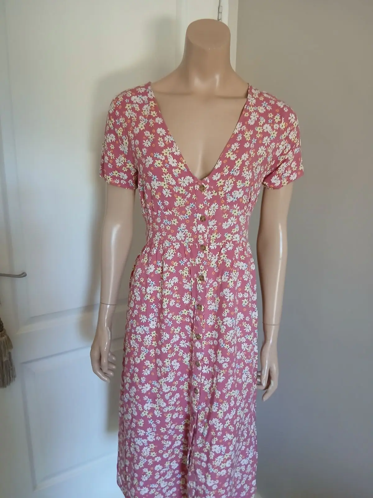 Cotton On Pink Floral Button-Down Midi Dress
